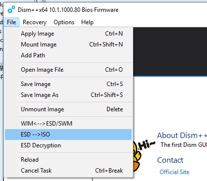 Dism++ преобразовать esd файл в iso образ