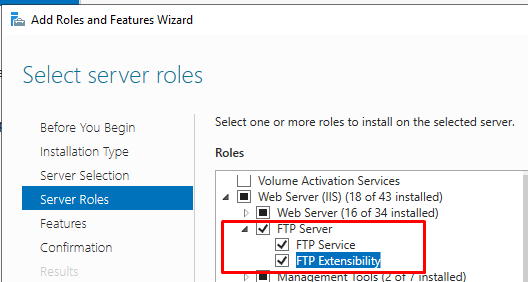 установка роли FTP Server в Windows