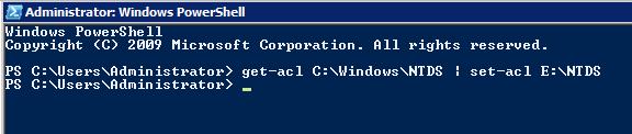 Копирование и перенос NTFS разрешений на каталог C:\Windows\NTDS с помощью