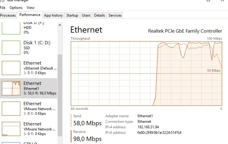Загрузка LAN интерфейса ethernet с помощью iperf