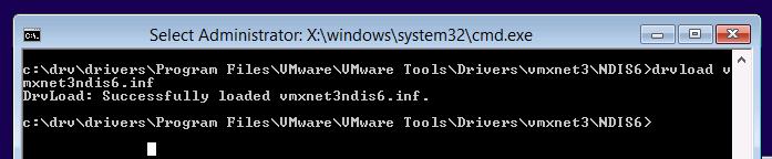 Онлайн загрузка драйвера vmxnet3ndis6.inf в WinPE с помощью drvload 