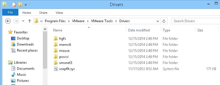 Каталог с драйверами vmware tools Program Files\VMware\VMware Tools\Drivers