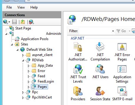 Sites –> Default Web Site –> RDWeb –> Pages 