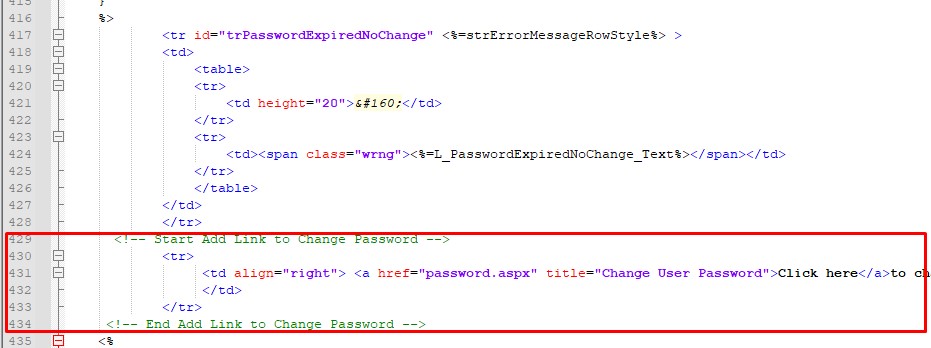 login.aspx добавить ссылку на смену пароля пользователя через rd web access
