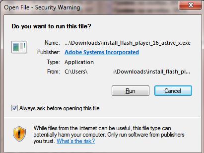Открыть файл – предупреждение системы безопасности