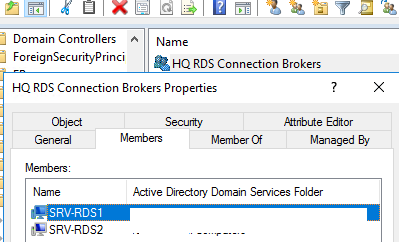 создать группу в домене для RDS Connection Broker