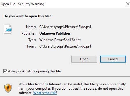 Windows показывает предупреждение при открытии скачанного из Интернета файла