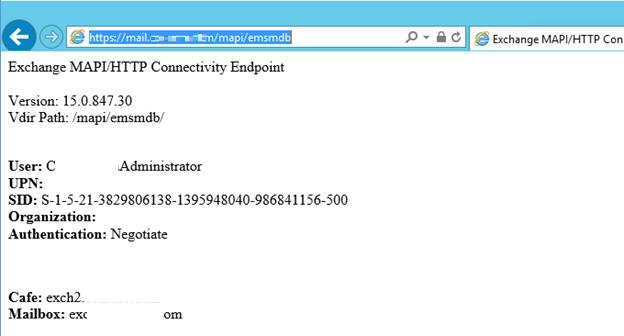 Exchange MAPI/HTTP Connectivity Endpoint