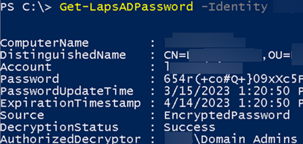 Get-LapsADPassword - вывести пароль администратора с помощью PowerShell