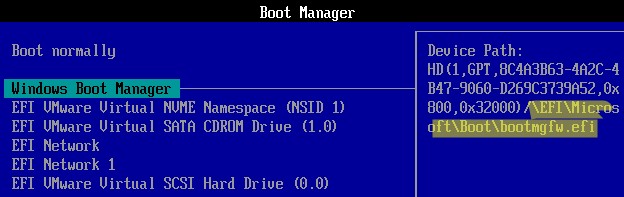 Windows Boot Manager отсуствует загрузчик Windows bootmgfw.efi на EFI разделе 