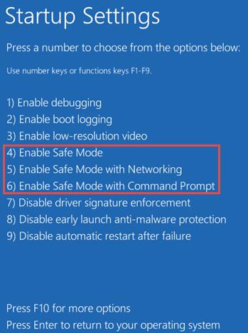 8 enable safe mode windows10