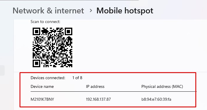 Список подключенных к точке доступа клиентов wifi