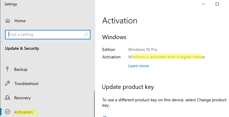 Windows 10 активирована с цифровой лицензией 