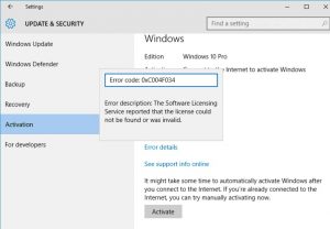 0xc004f034 ошибка активации windows 10