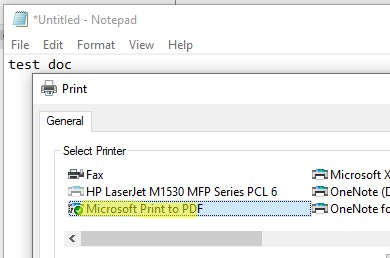 Windows - печать в PDF файл