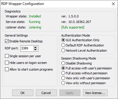 Rdp wrapper windows 10 home not listening not supported