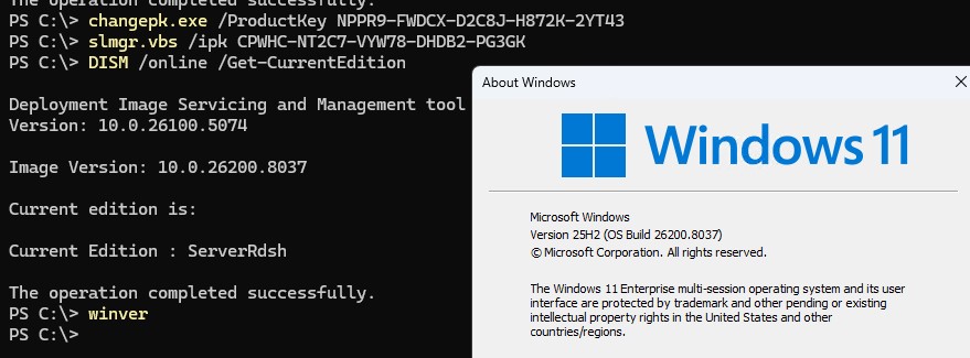Конвертировать windows 11 pro в multisession serverrdsh