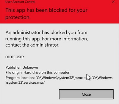 mmc.exe приложение заблокировано в целях защиты при запуске стандартных оснасток windows