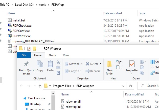 ручное обновление конфигурационного файла rdpwrap.ini в windows 10