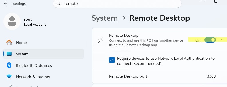 Включить rdp доступ в windows через Settings