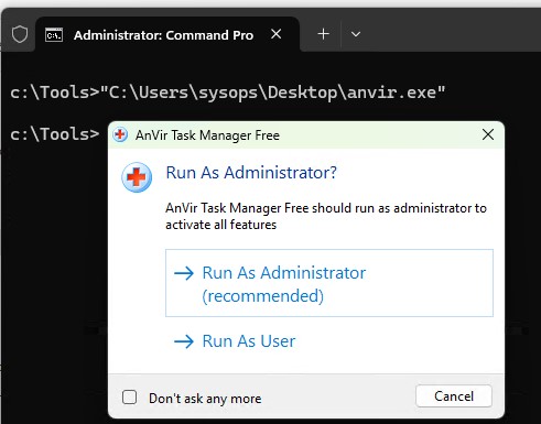 Запуск заблоированного exe файла через CMD as administrator