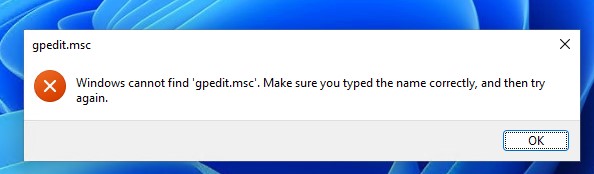 Не удается найти gpedit.msc в Windows 10 домашняя