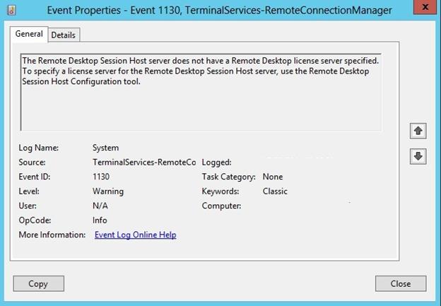 Event-ID 1130 TerminalServices-RemoteConnectionManager