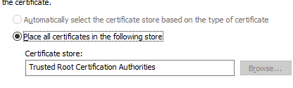 Установить сертификат в Trusted Root Certification Authorities через GPO