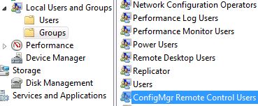 Группа ConfigMgr Remote Control Users