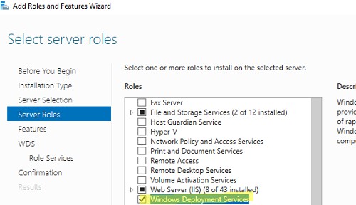Установка роли wds в windows server