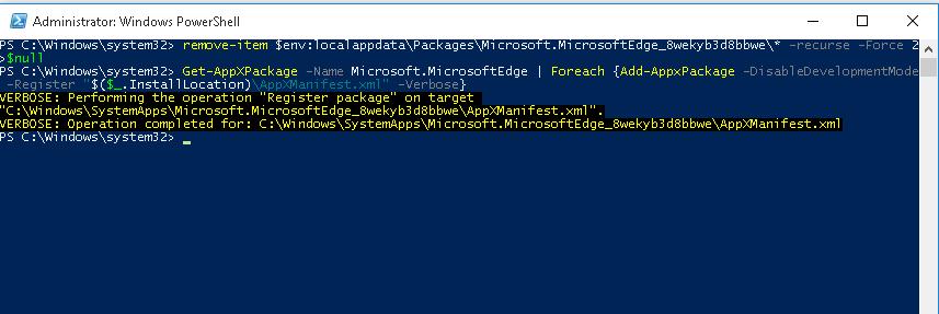Get-AppXPackage Microsoft.MicrosoftEdge