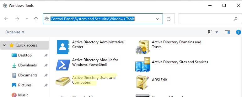 консоль пользователи и компьютеры active directory в панели управления windows