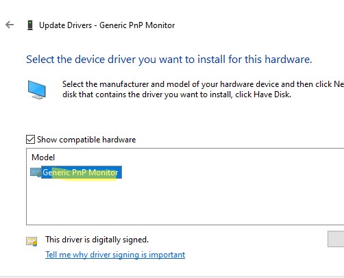 Переустановка стандартного драйвера монитора Generic Pnp Monitor
