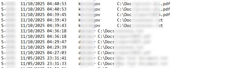 текстовый лог со списком удаленных файлов в windows