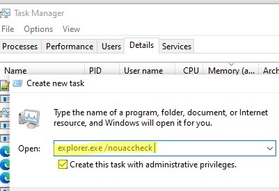 explorer /nouaccheck: запуск проводника Windows с правами администратора