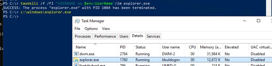 process explorer s pravami polzovatelya