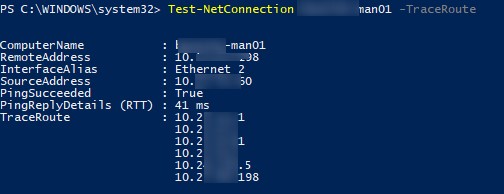 Test-NetConnection TraceRoute