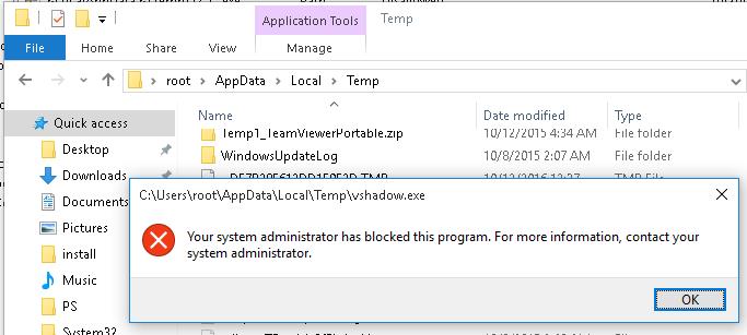 Your system administrator has blocked this program. For more info, contact your system administrator.