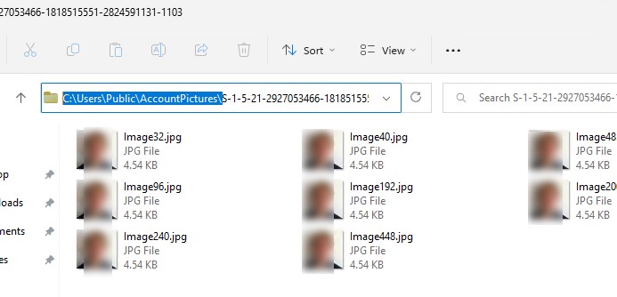 фото пользователя Windows через каталог AccountPictures