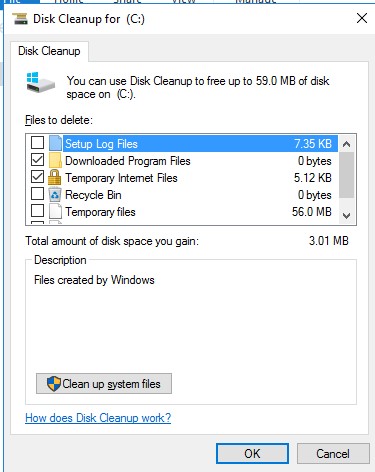 disk cleanup system files в windows server 