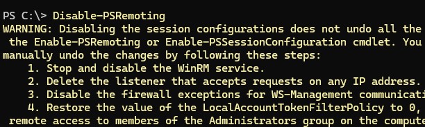 Команда Disable-PSRemoting