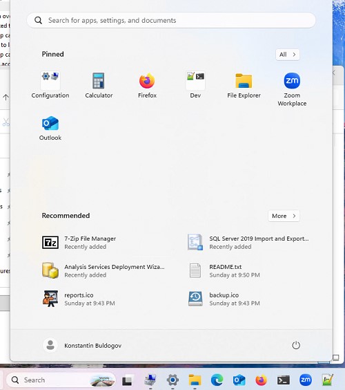 Настройка и экспорт стартового меню пуск в windows