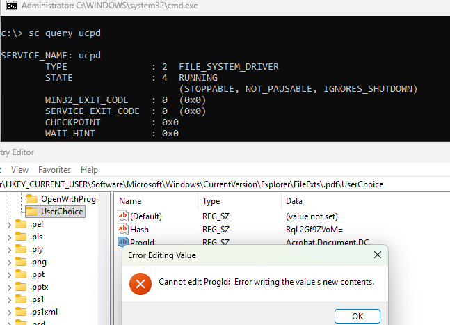 Драйвер User Choice Protection Driver в win 11 защищает ассоциации файлов от изменения сторонними программами