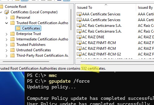 авто установка корневых сертфикатов из AD