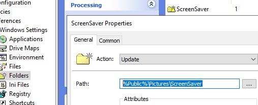 GPO: создать папку Screensaver на компьютерах пользователей