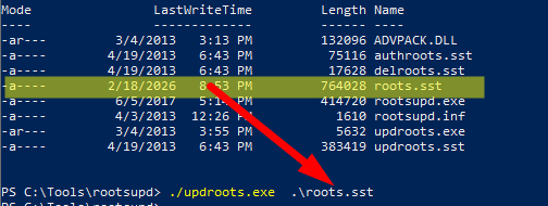 updroot утилита для ручного обновления корневых сертфиатов из SST файла в Windows