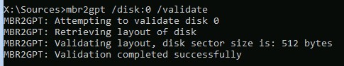 mbr2gpt Failed to retrieve geometry for disk 