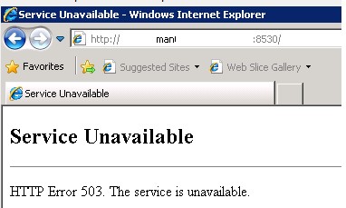 HTTP Error 503. The service is unavailable