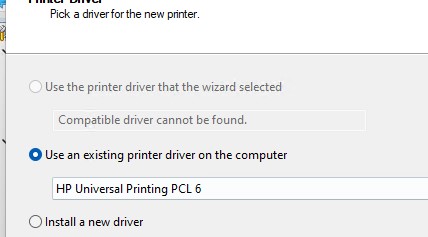 выберите драйвер принтера