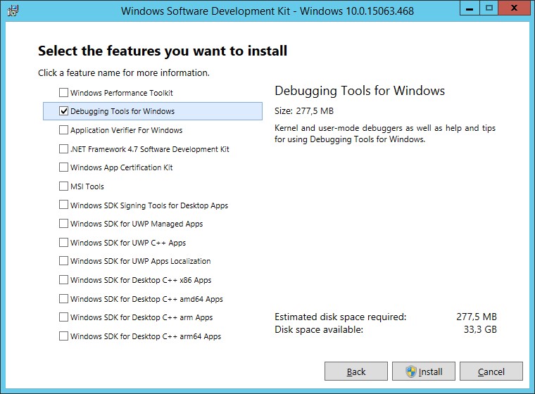 Debugging Tools for Windows 10